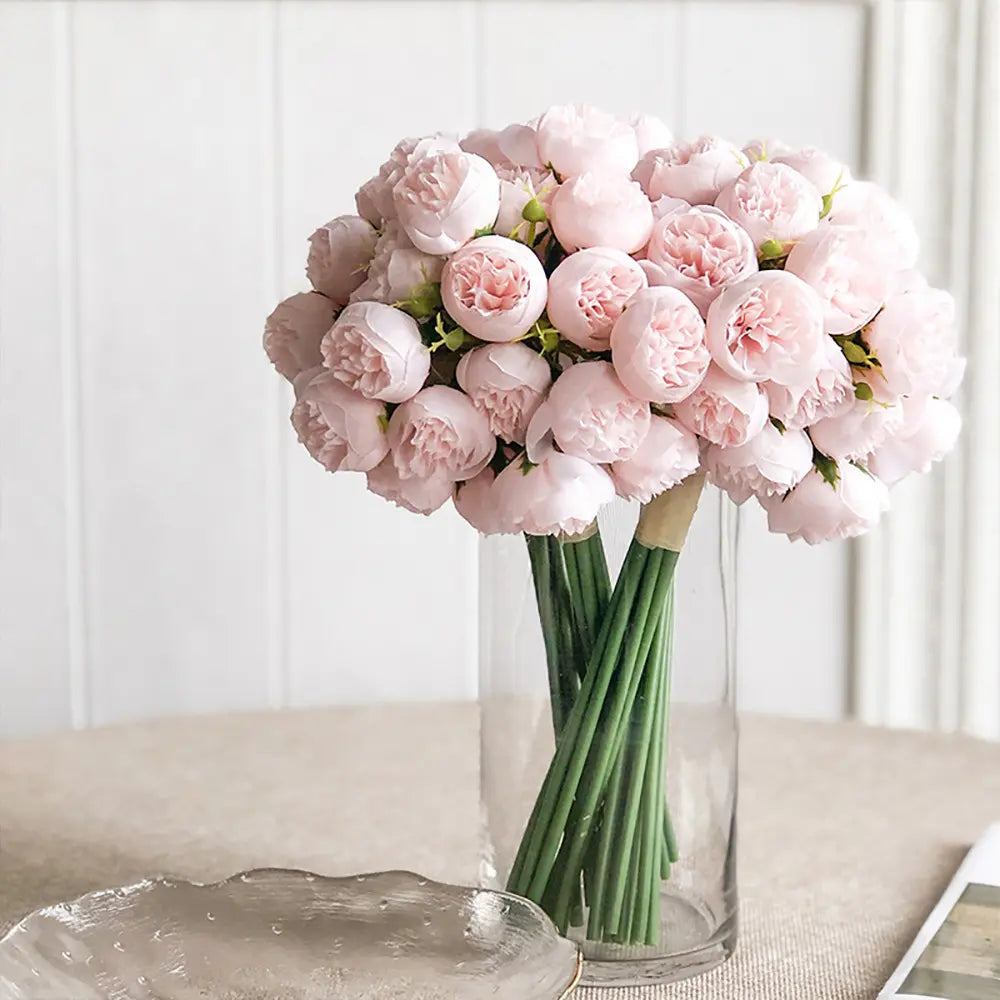 1 Bunch Silk Peony Bouquet Artificial Rose Flower 27 Flower Heads Artificial Peonies Flower For Home Wedding Party Centerpieces Arrangements Bridal Shower Decorations