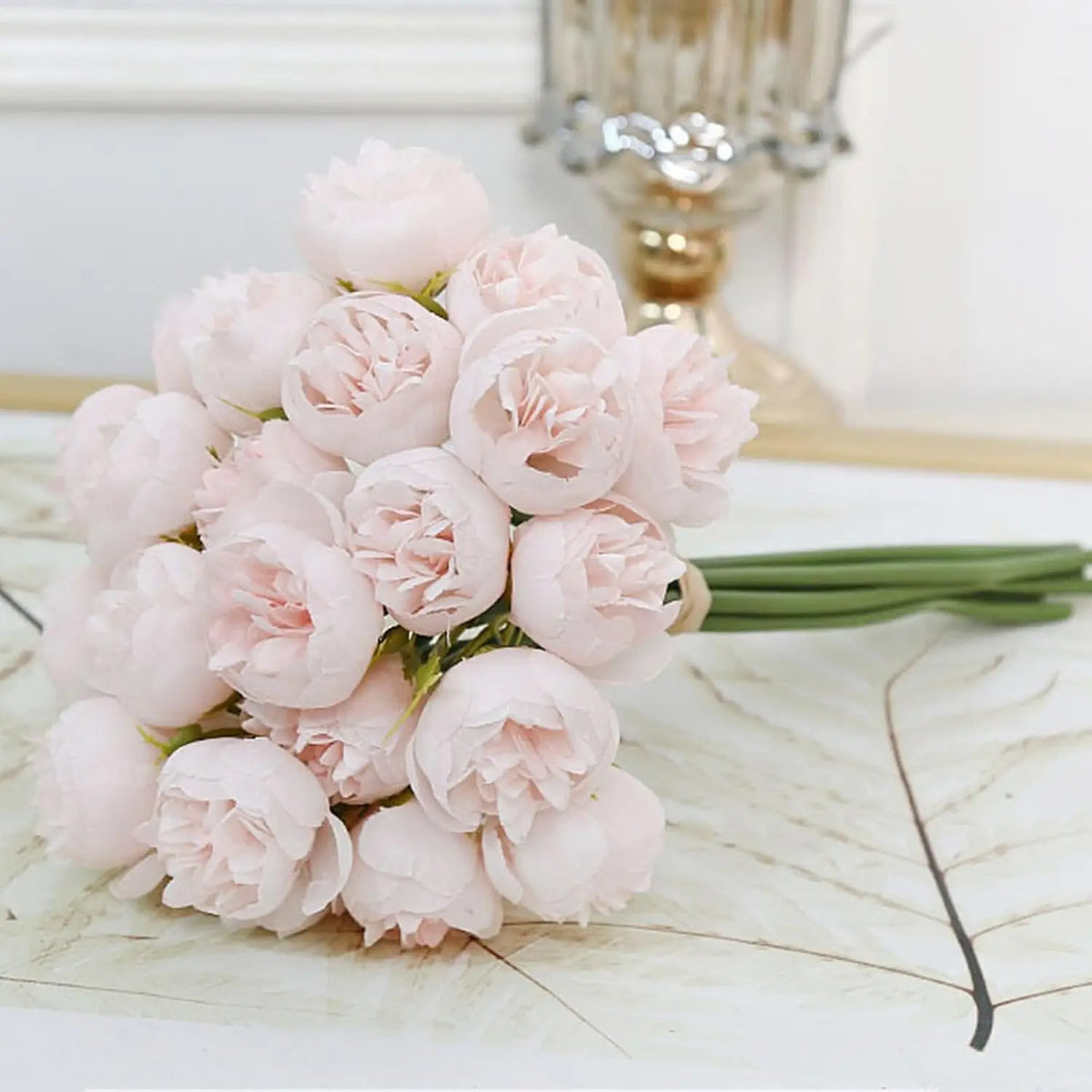 1 Bunch Silk Peony Bouquet Artificial Rose Flower 27 Flower Heads Artificial Peonies Flower For Home Wedding Party Centerpieces Arrangements Bridal Shower Decorations